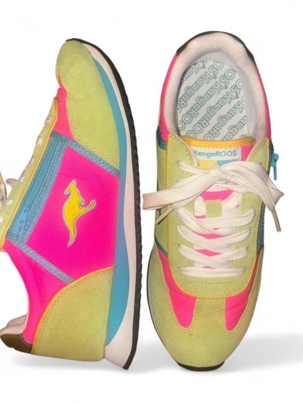 Vintage kangaROOS Neon Pink, Lime & Aqua Retro Runner Sneakers Y2K